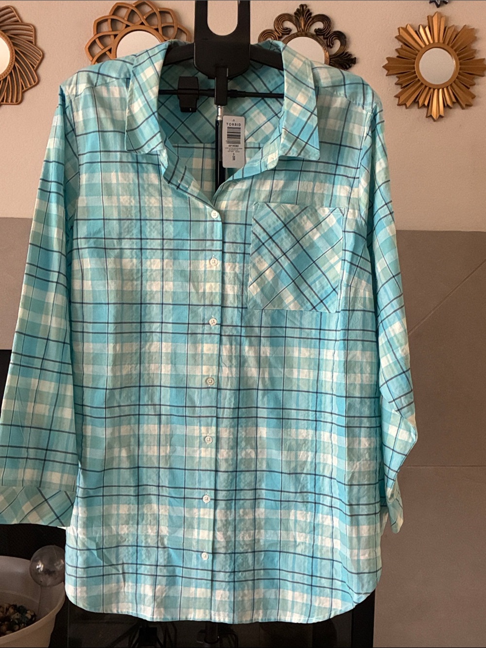 Lizzie cotton button down- blossom plaid